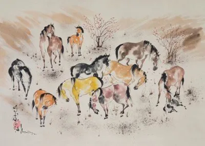 Chevaux en liberté dans la steppe