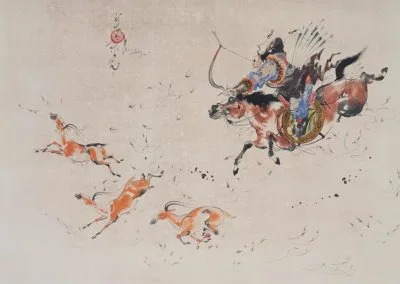 Chasse à l’antilope, avec arc et flèches